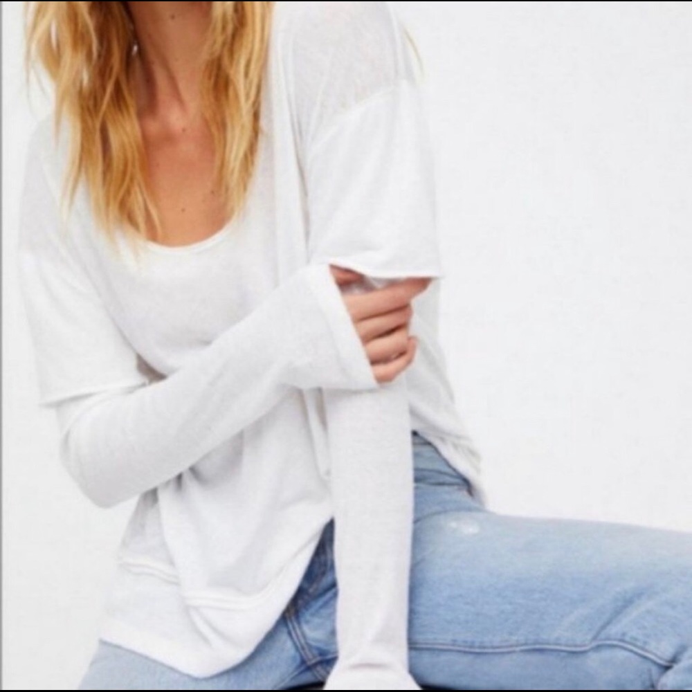 Free people magic tee white layered top